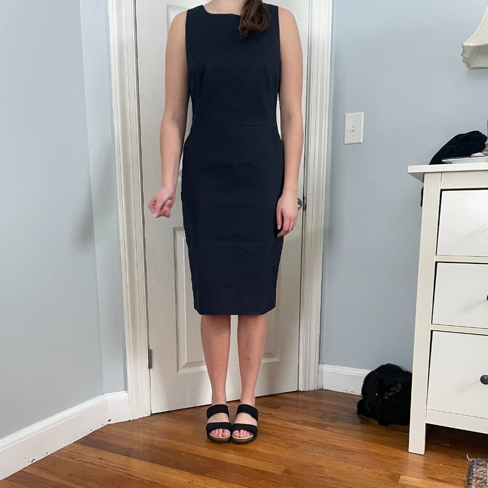 Banana Republic sheath dress with pockets navy blue cotton